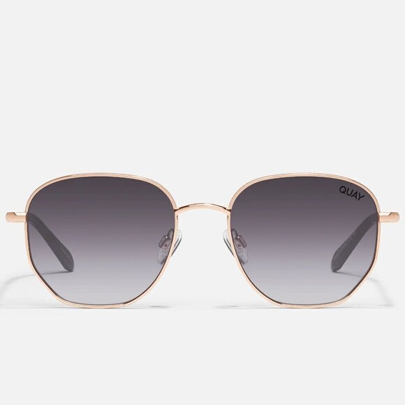 New Quay Australia Unisex Big Time Texture Gold Frame/Smoke Lens Sunglasses